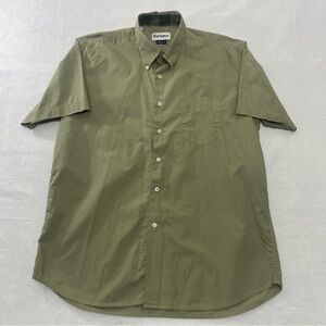 Barbour Castlerigg SS Olive Green Men Button Down Shirt Sz XL Regular Fit Safari